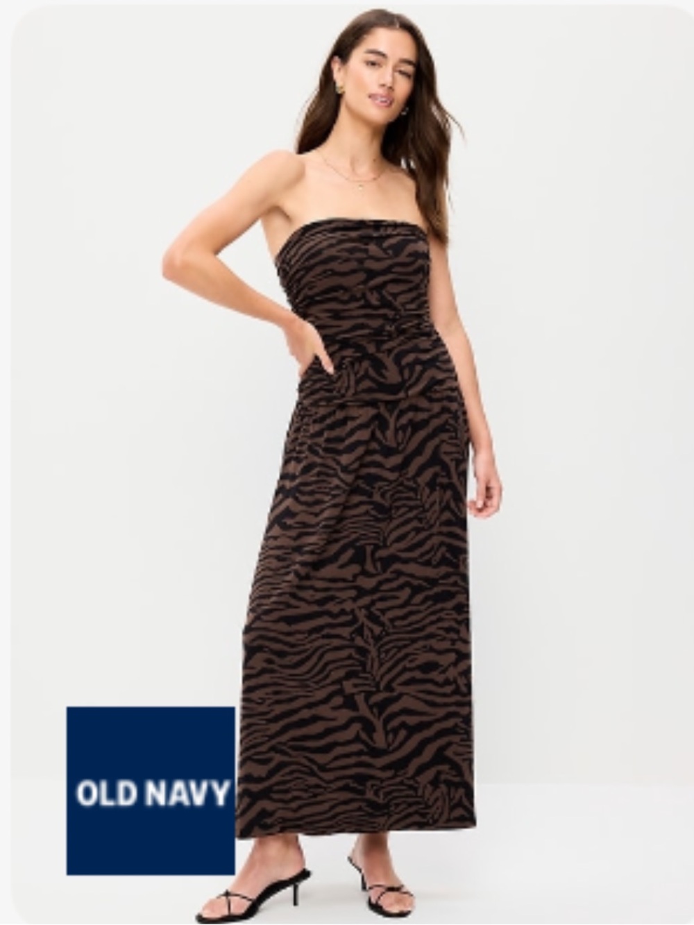 NWT Old Navy Fit & Flare Zebra Drop Waist Maxi Tube Dress Women's Medium Petite